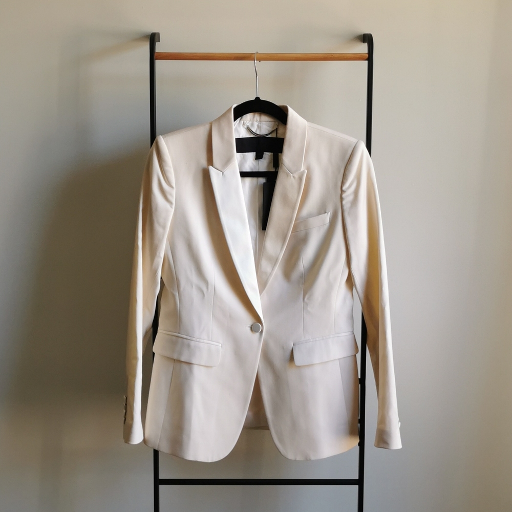 Burberry Prosrum White Blazer Jacket SZ 6